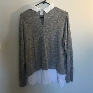 Forever 21 Tops - Grey and White Blouse w Collar Built in Forever 21 Tops - Grey and White Blouse w Collar Built in